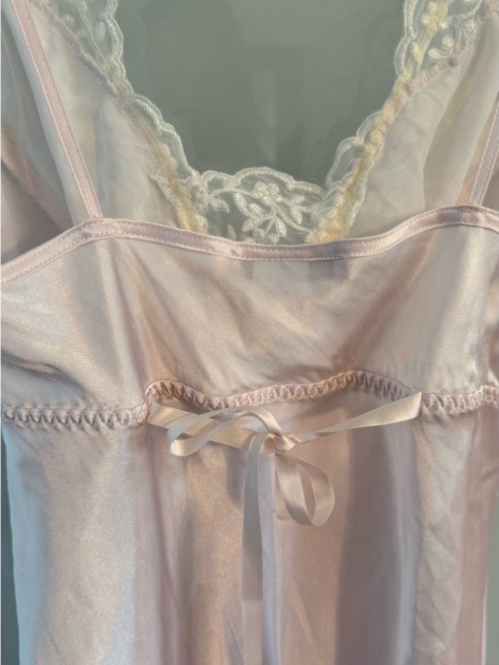 Fairycore Angelcore Pink Satin Lace Slip Dress Babydoll Nightgown Coquette Y2K - Picture 6 of 7